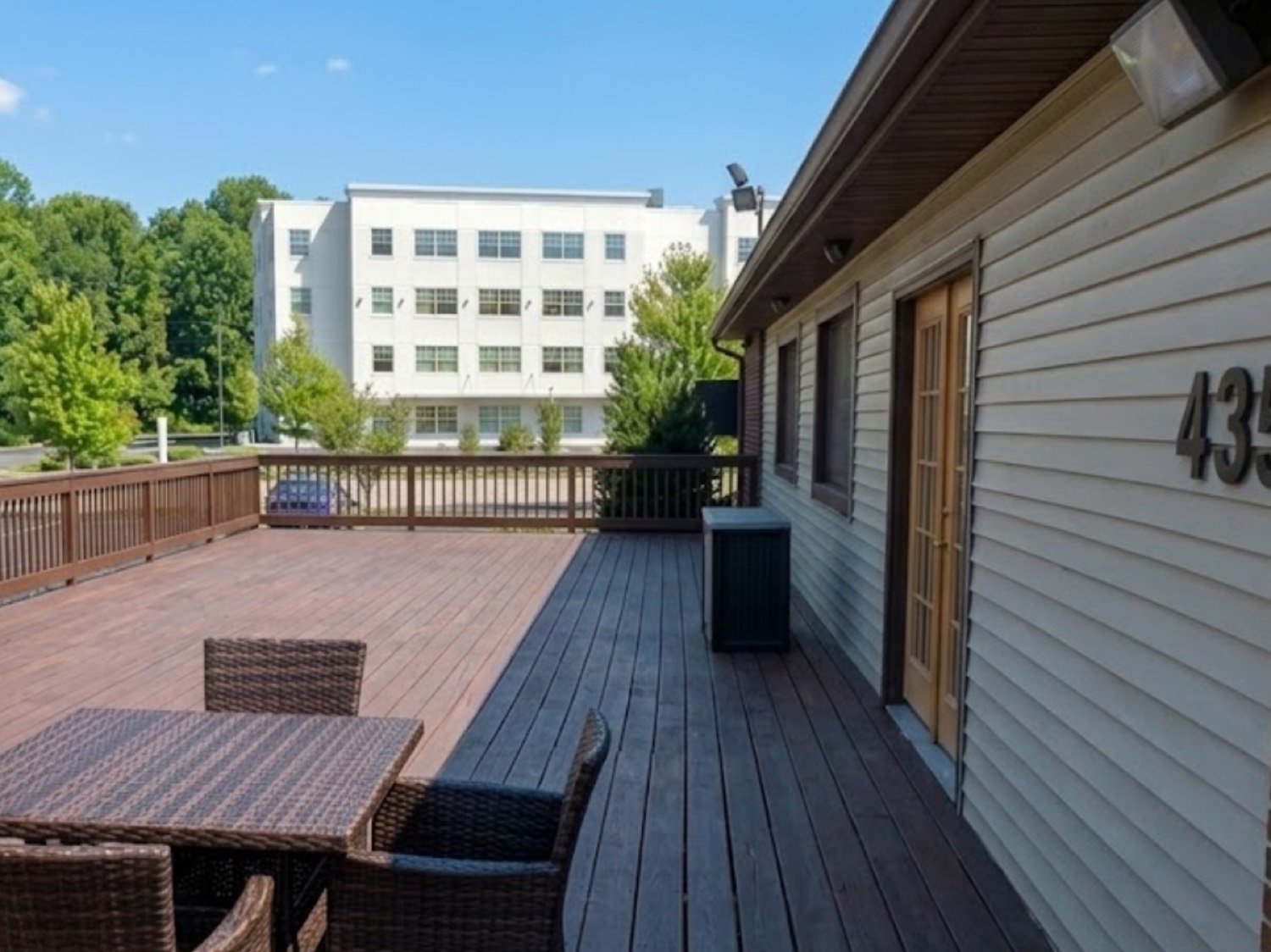 Deck and outdoor living space, alternate angle